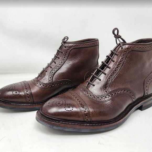Mens 8.5 EEE Allen Edmonds Hamilton cap toe Brown Tumbled oxford dress boot 2825